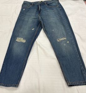 Blue Distressed Mom Jeans
