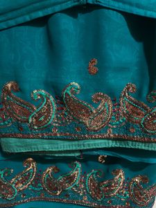 Peacock Green Saree With Details