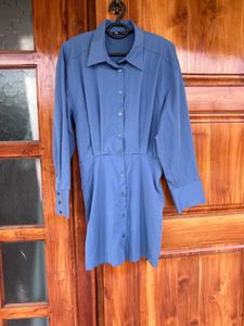 Blue Button-Down Mini Dress