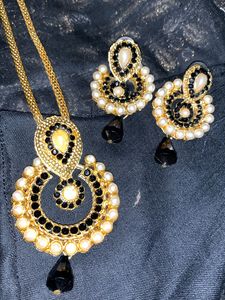 Black Ethnic Earrings &amp; Pendent