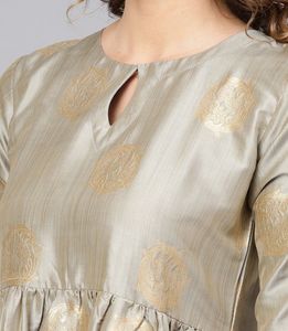 Libas Women Grey and Golden Dress | XS