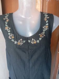 Embroidered Denim Dress