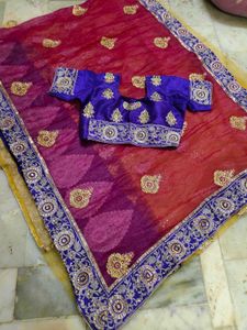 Soft Organza An Net Saree Double Colour Sare😍