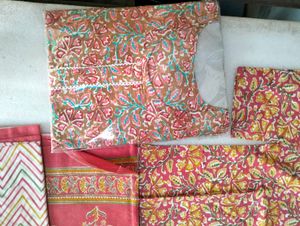 New Pure Cotton 3 piece Sets Kurtis with pants dup