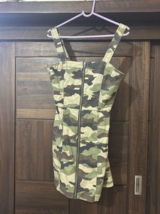 H&M Divided Camo Print Zip Up Dress