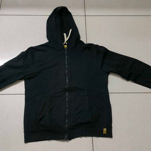 Campus Sutra Black Zip Up Hoodie