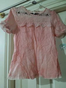 light pink top with lace