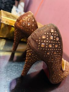 Crystal Golden Star Heels New With Box