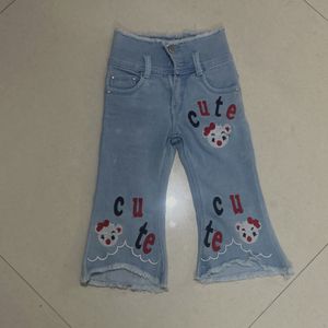 Embroidered Cotton Regular Fit Girls Jeans