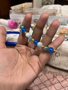 chain blue beaded Charm Bracelet