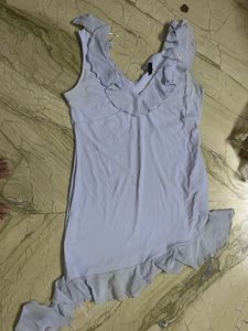 Ruffled Light Blue Mini Dress