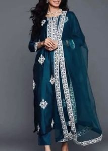 Blue Embroidered Kurta Set