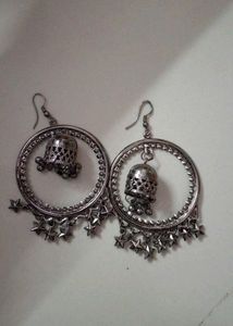 Silver Flower Statement Earrings