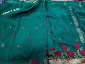 Dark Green Printed Saree