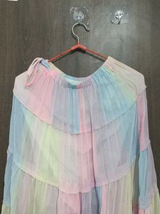 Pastel Rainbow Tiered Maxi Skirt