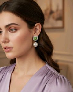 Heart &amp; Pearl Drop Earrings