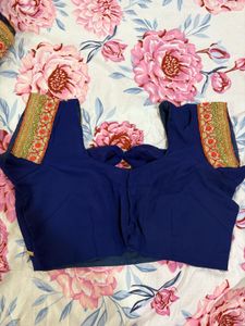 Elegant Blue Saree (blouse 38in Alterable Upto 40)