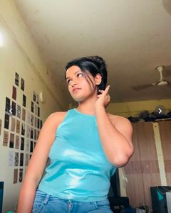 Blue Embellished Crop Top