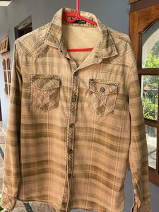 Checked Brown Mens Shirt