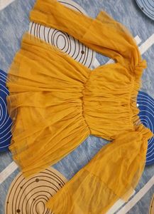Mustard Tulle Off-Shoulder Top