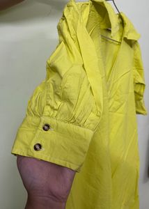 Yellow Poplin Midi Dress