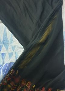 Printed Black Chiffon Saree