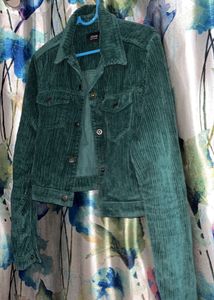 Green Corduroy Cropped Jacket
