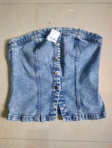H&amp;M Denim Bandeau Top