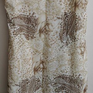 Beige and Brown Sleeveless Mini Dress