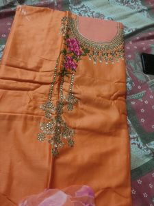 Cotton Material With Embroidery N Stone Work Mater