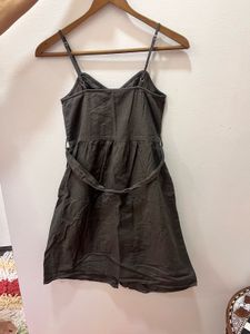 Dark olive thin strap dress