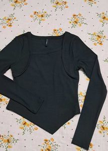 MYWISHBAG square neck asymmetrical top