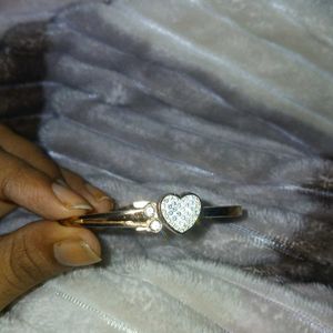 Rose Gold Crystal Heart Bangle Charm Bracelet 🤍🌼