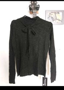 Black Soft Sweater With Blue Shimmers