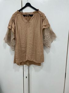✨ Luxe Caramel Lace Statement Blouse 🤎