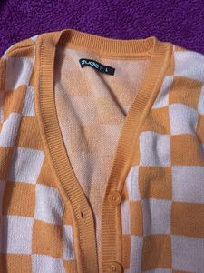 Checkered Knit Cardigan