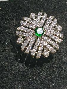 Vintage Emerald & Rhinestone Brooch