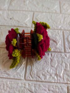 Crochet Rose Hair Clip