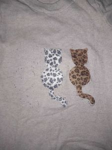 Cute Beige Sweater with Cats