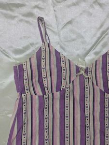 A-line Dress With Hearts And Stripe Print