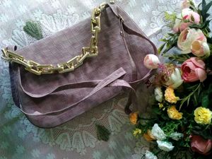 Lilac Croc-Embossed Chain Bag
