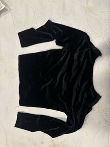 Black Velvet Top with Square and Sweetheart Neck