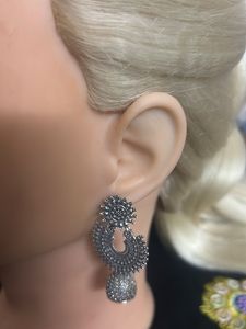 Boho Silver Jhumka Earrings