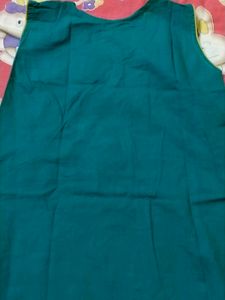 Cotton Short Bottom Green Kurti