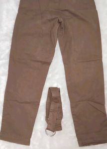 Brown belted high-waisted pants