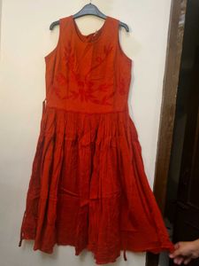 Comfy Red Dress With Tie Belt