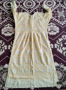 Yellow Embroidered Kurti