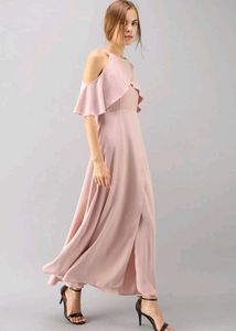 Pink Cold Shoulder Maxi Dress