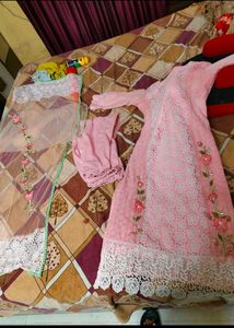 Chikankari Work Kurta Set With Heavy Net Dupatta