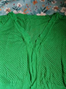 Green Cropped Cardigan
